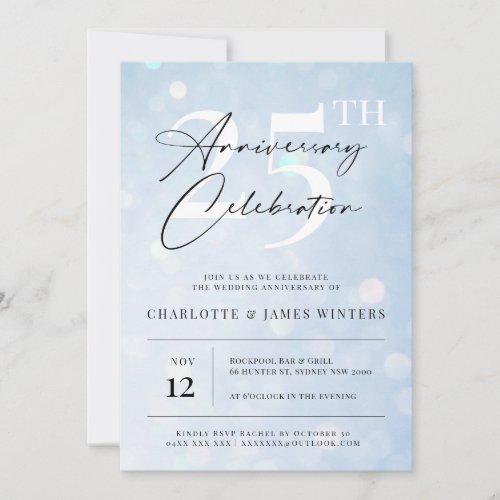 Elegant classic blue watercolor 25th anniversary