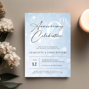 Elegant classic blue watercolor 40th anniversary invitation