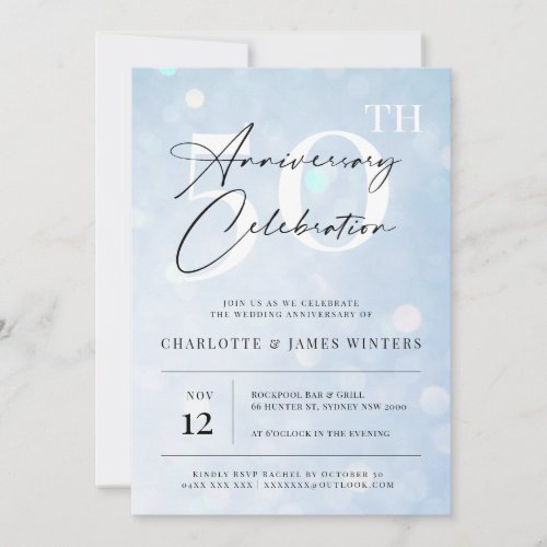 Elegant classic blue watercolor 50th anniversary