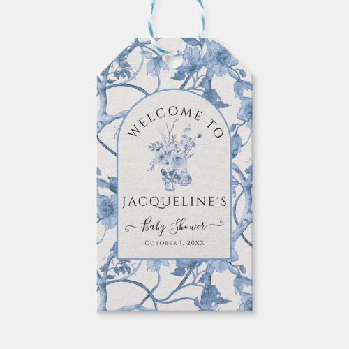Elegant Classic Blue White Chinoiserie Baby Shower Gift Tags