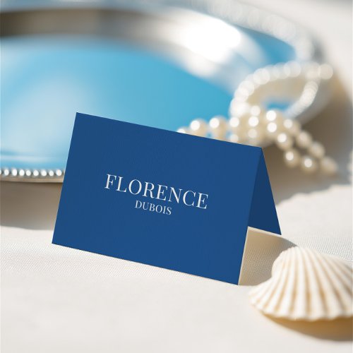 Elegant Classic Blue & White Wedding Place Card