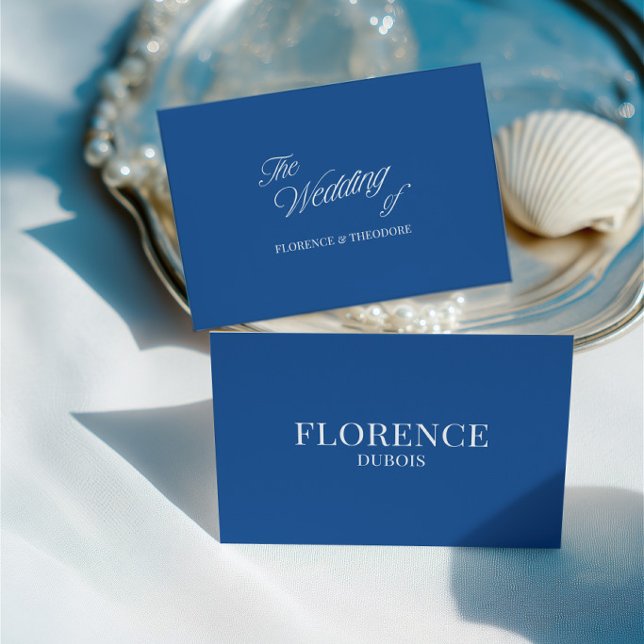Elegant Classic Blue & White Wedding Place Card  (Elegant Classic Blue & White Wedding Place Card)