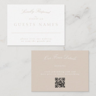 Elegant Classic Blush Pink Wedding QR CODE RSVP Note Card