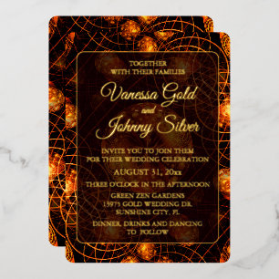 Elegant Classic Boho Modern Gold #901 Wedding Foil Invitation