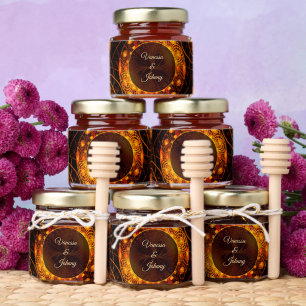Elegant Classic Boho Modern Gold #901 Wedding Honey Jar Favors