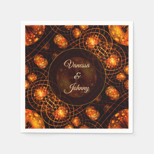 Elegant Classic Boho Modern Gold #901 Wedding Napkins (Front)