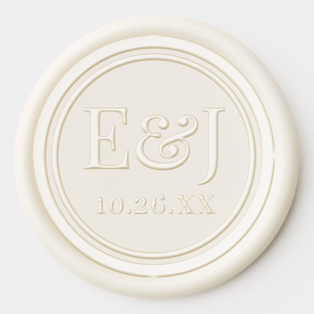 Elegant Classic Border Monogram Wedding Wax Seal Sticker (Front)