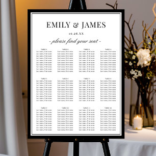 Elegant Classic Border Wedding Seating Chart Foam Board