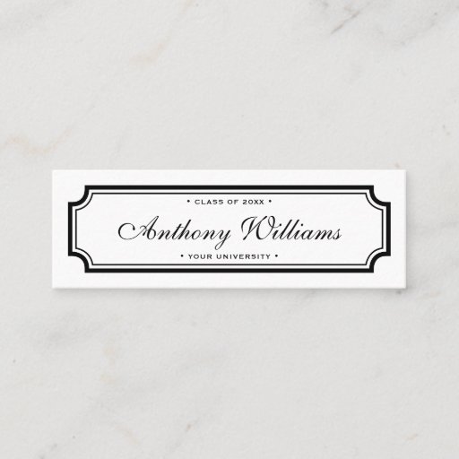 Customizable Elegant classic border white graduation name card
