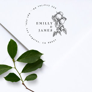 Elegant Classic Botanical Oranges Couple Wedding Rubber Stamp