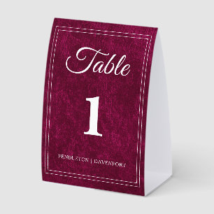 Elegant Classic Burgundy Berry Wedding Paper Table Tent
