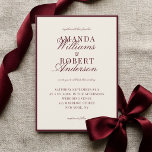 Elegant Classic Burgundy Old Money Wedding Invitation<br><div class="desc">Create your own custom wedding invitations in a luxury old money aesthetic. Add your personalized details and details of your wedding day in elegant,  timeless typography featured here in burgundy and cream color design.</div>