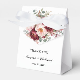 Elegant Classic Burgundy & Rose Floral Wedding Favor Boxes