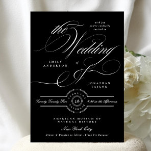 Elegant Classic Calligraphy | Black Tie Wedding Invitation