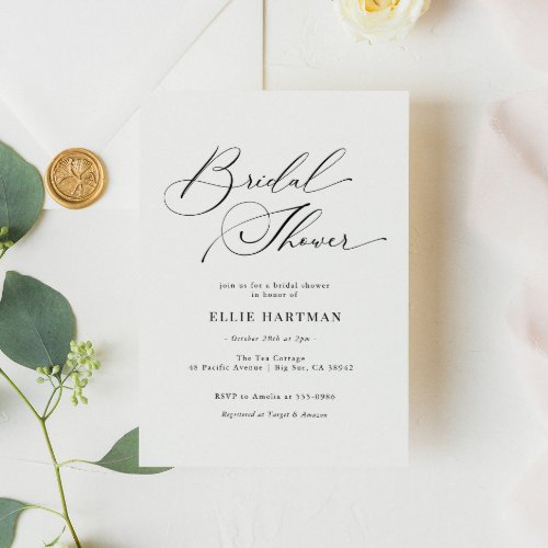Elegant Classic Calligraphy Bridal Shower Invitation