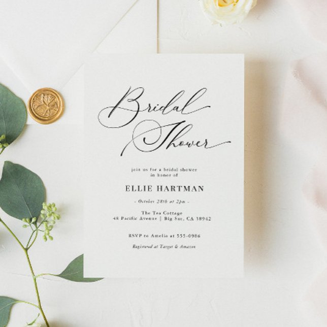 Elegant Classic Calligraphy Bridal Shower Invitation (Creator Uploaded)