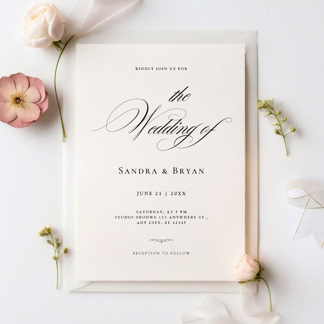 Elegant Classic Calligraphy Chic Wedding Invitation (Creator Uploaded)