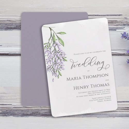Elegant Classic Calligraphy Lavender Lilac Invitation