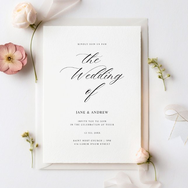 Elegant Classic Calligraphy Minimalist Wedding  Invitation (Creator Uploaded)