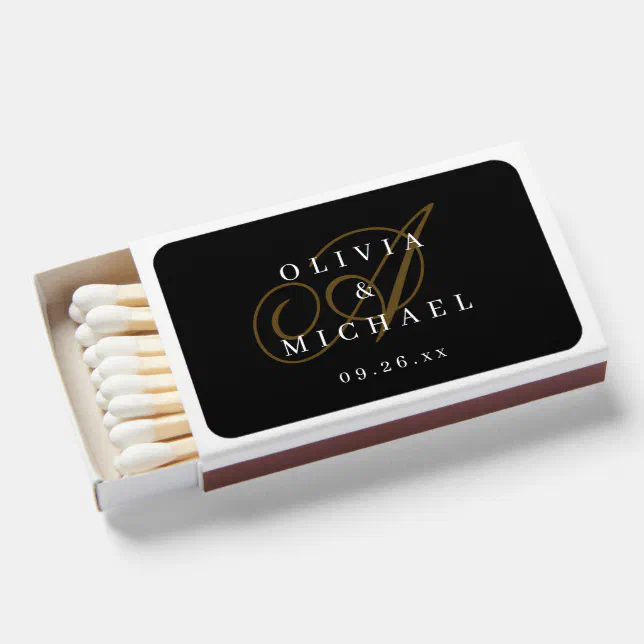 Elegant classic calligraphy monogram wedding matchboxes | Zazzle