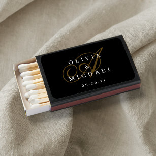 Elegant classic calligraphy monogram wedding  matchboxes