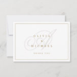 Elegant classic calligraphy monogram wedding thank thank you card<br><div class="desc">Modern classic calligraphy couple monogram and names design in color editable gold white,  simple and elegant,  Great minimalist wedding thank you cards for vintage wedding,  traditional wedding,  classic wedding and other events. 
See all the matching pieces in collection.</div>