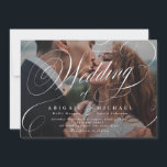 Elegant classic calligraphy photo wedding  invitat invitation<br><div class="desc">Modern classic "the wedding of" calligraphy design on couple photo,  simple and elegant. great wedding invitations for classic vintage wedding,  and formal traditional wedding
See all the matching pieces in collection.</div>