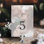 Elegant classic calligraphy photo wedding table nu table number<br><div class="desc">Modern classic table calligraphy design with couple photo,  simple and elegant. Great minimalist wedding table number cards for vintage wedding,  traditional wedding,  classic wedding and other events. 
See all the matching pieces in collection.</div>