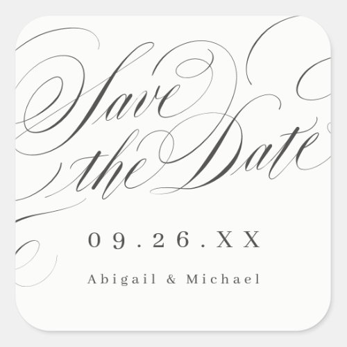 Elegant classic calligraphy save the date stickers