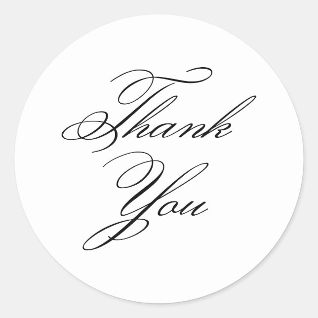 Elegant Classic Calligraphy Thank You Classic Round Sticker (Front)