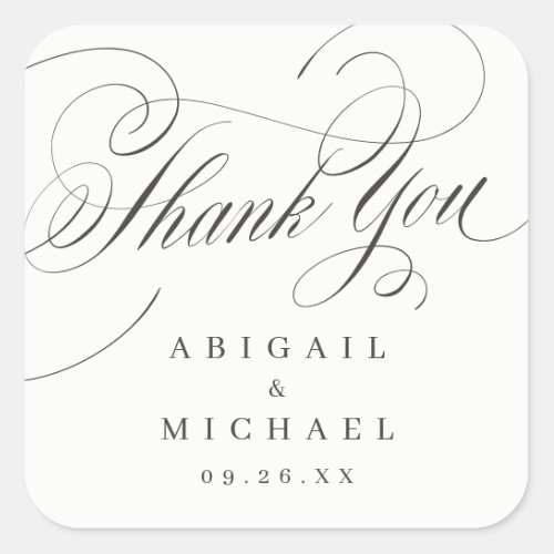 Elegant classic calligraphy vintage thank you square sticker