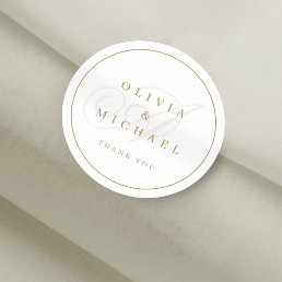 Elegant classic calligraphy vintage wedding favors classic round sticker