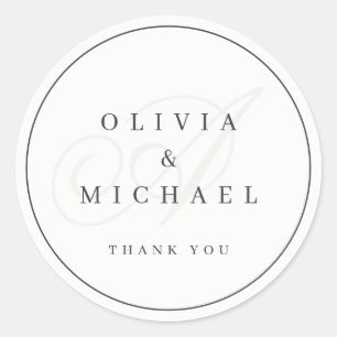 Elegant classic calligraphy vintage wedding favors round sticker