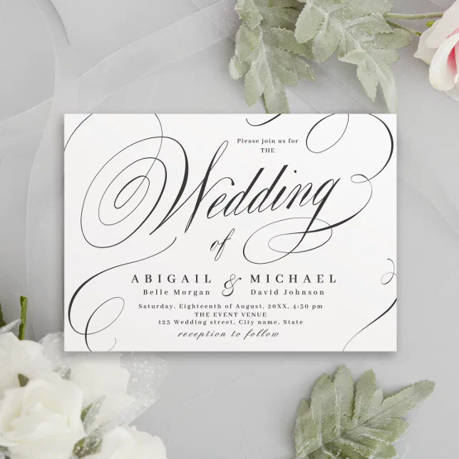 Elegant Classic Calligraphy Vintage Wedding Invitation | Zazzle