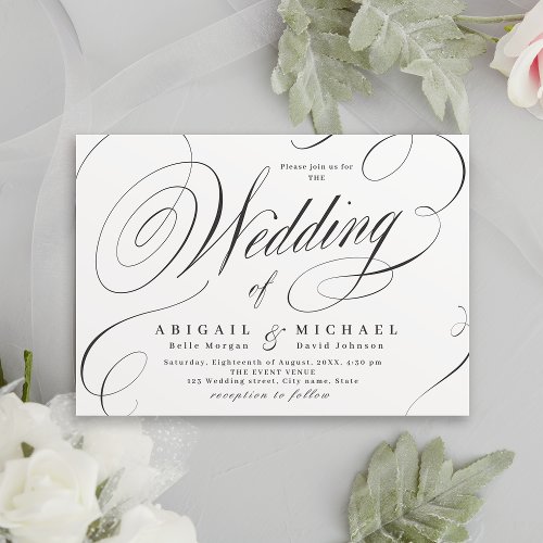 Elegant classic calligraphy vintage wedding  invitation