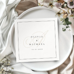 Elegant classic calligraphy vintage wedding napkin