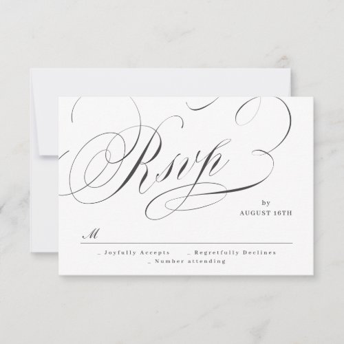 Elegant classic calligraphy vintage wedding  RSVP card