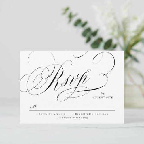 Elegant classic calligraphy vintage Wedding RSVP Invitation