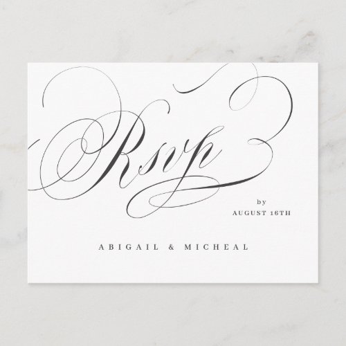 Elegant classic calligraphy vintage wedding RSVP Postcard