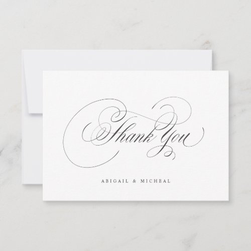 Elegant classic calligraphy vintage wedding thank you card