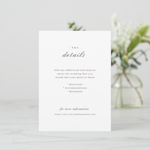 Elegant classic calligraphy wedding details enclosure card | Zazzle