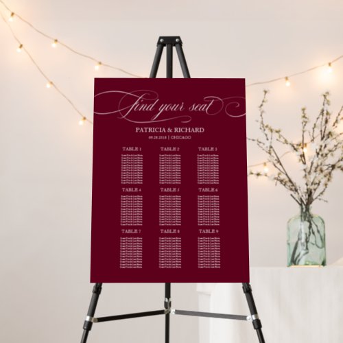  Elegant Classic Calligraphy Wedding Seating Chart Foam Board
