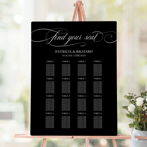  Elegant Classic Calligraphy Wedding Seating Chart Foam Board