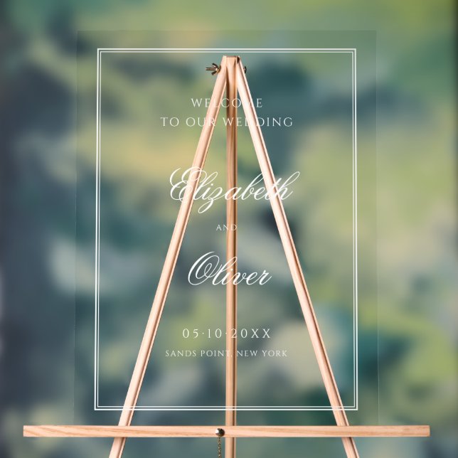 Elegant Classic Calligraphy Wedding Welcome Acrylic Sign (Neutral)