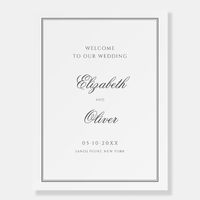 Elegant Classic Calligraphy Wedding Welcome Sign (Front)