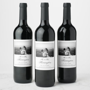 Elegant Classic Calligraphy Wedding Wine Label