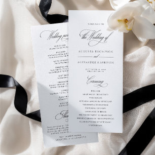 Elegant Classic Calligraphy White Wedding Program