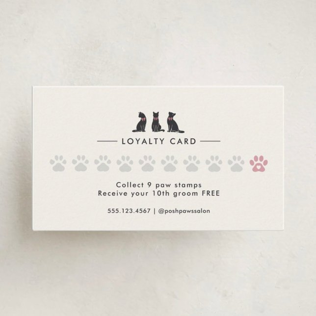 Elegant Classic Cat Grooming Loyalty Card (Creator Uploaded)