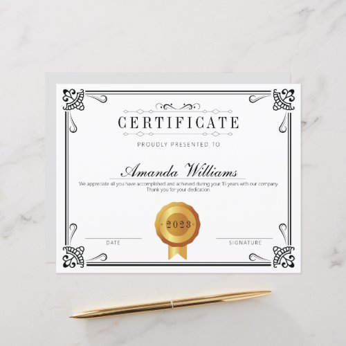 Elegant Classic Certificate of Achievement 