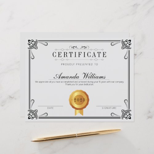 Elegant Classic Certificate of Achievement Gray
